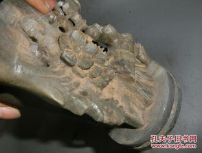 老石雕笔筒 精品石器 精雕浮雕花鸟笔筒笔搁 文房石笔筒