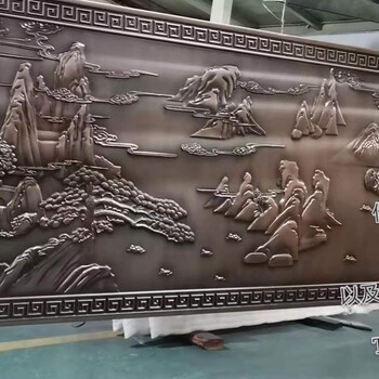 酒店餐厅雕花屏风别墅客厅精雕壁画会所铝艺屏风加工定制