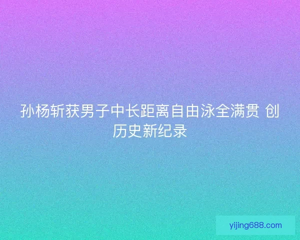 孙杨斩获男子中长距离自由泳全满贯 创历史新纪录