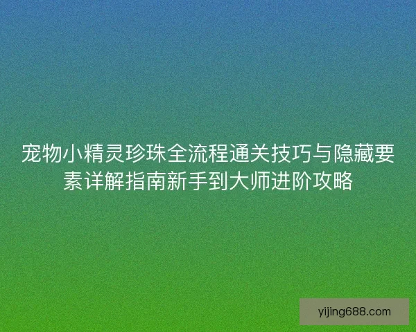 宠物小精灵珍珠全流程通关技巧与隐藏要素详解指南新手到大师进阶攻略