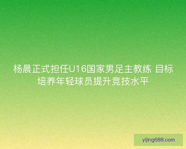 杨晨正式担任U16国家男足主教练 目标培养年轻球员提升竞技水平